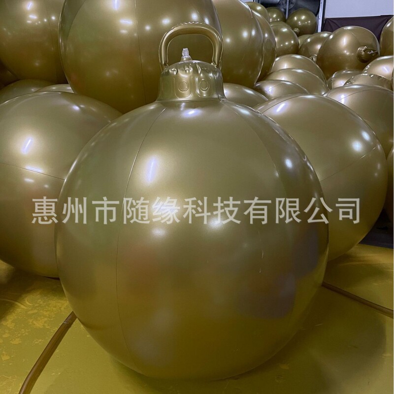 厂家现货PVC充气圣诞球充气装饰球LED灯英文充气发光球庭院装饰球|undefined