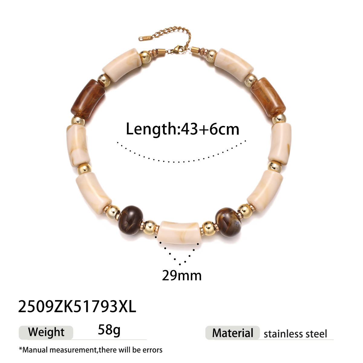 Collar de acrílico de acero inoxidable de la UE y los Estados Unidos, mujeres de otoño y invierno exagerado, acero de titanio de lujo ligero no se desvanece, explosión transfronteriza