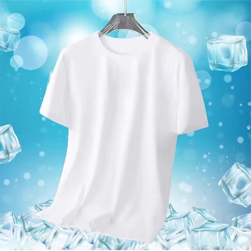 Thin solid color sports quick dry silk short sleeve T-shirt for…