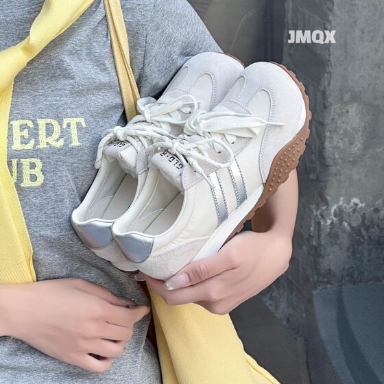 Flat German Training Shoes Women's 2025 Summer New Thin Breathable White Shoes All-match Lace-up Casual sneaker