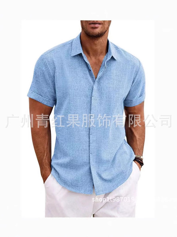 メンズリネン半袖tシャツゆるいスウェットソリッドカラー半袖綿麻シャツ男ビーチビッグサイズ男半袖シャツ|undefined