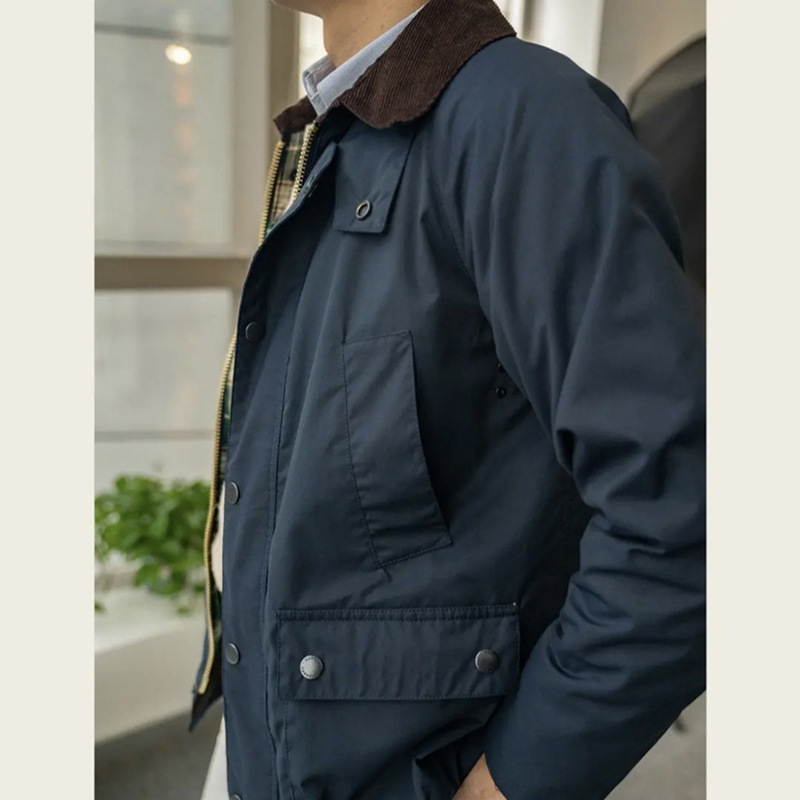 GDDQSDC British Retro Hunting Corduroy Collar Wax-Free Jacket Men's and Women's Workwear Windbreaker Jacket Carved BBRA
