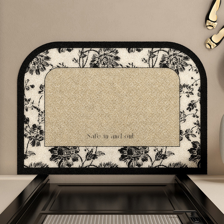 Vintage cream style silk ring floor mat door mat can be cut and thickened stain-resistant high-grade entrance door mat