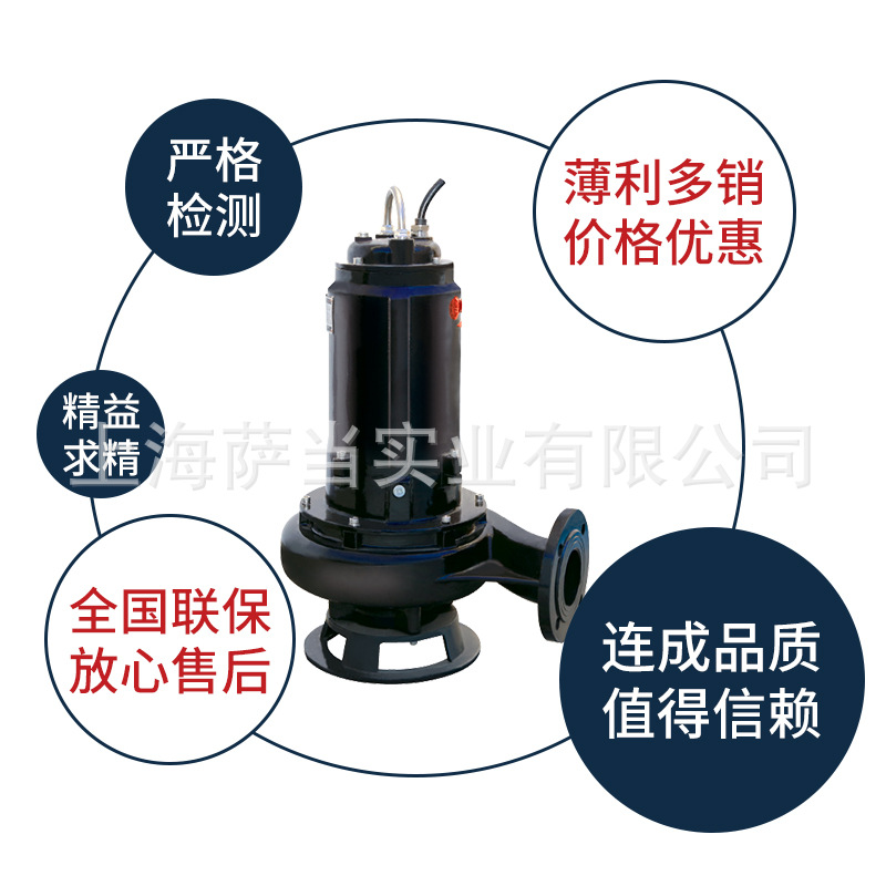 上海连成水泵65WQ(II)30-22-4 80WQ(II)50-10-3潜水排污泵 污水泵