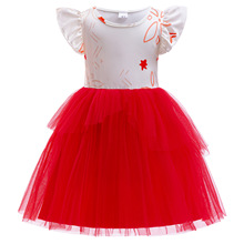 洋奇缘2跨境童装女童连衣裙莫阿娜儿童演出服cos服飞袖网纱公主裙