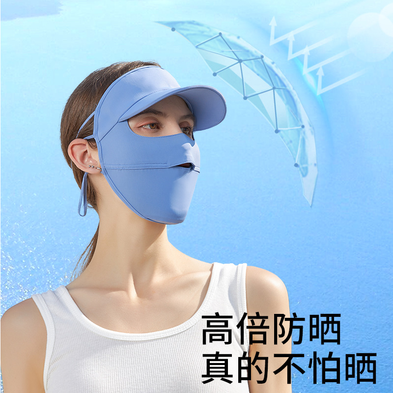 Protective Summer Face Mask for Wheat Field Guardians, Sunshade for Full Face with Hat, Ice Silk Cooling and Breathable, UV Protection
