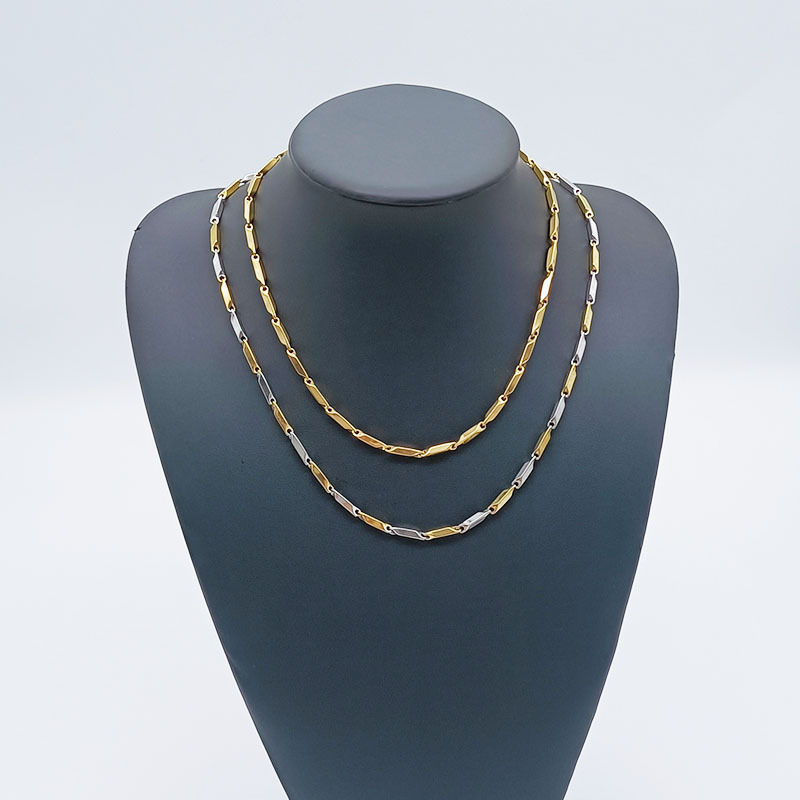 Collana con catena a forma di semi di melone non ricamata, semplice catena abbinata alla moda per uomo e donna, titanio leggero_voghion.com