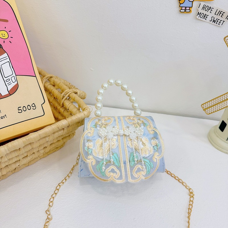 2025 nuevo estilo nacional bolso infantil princesa bolso de perla nueva niña china accesorios cadena bolso de mochila
