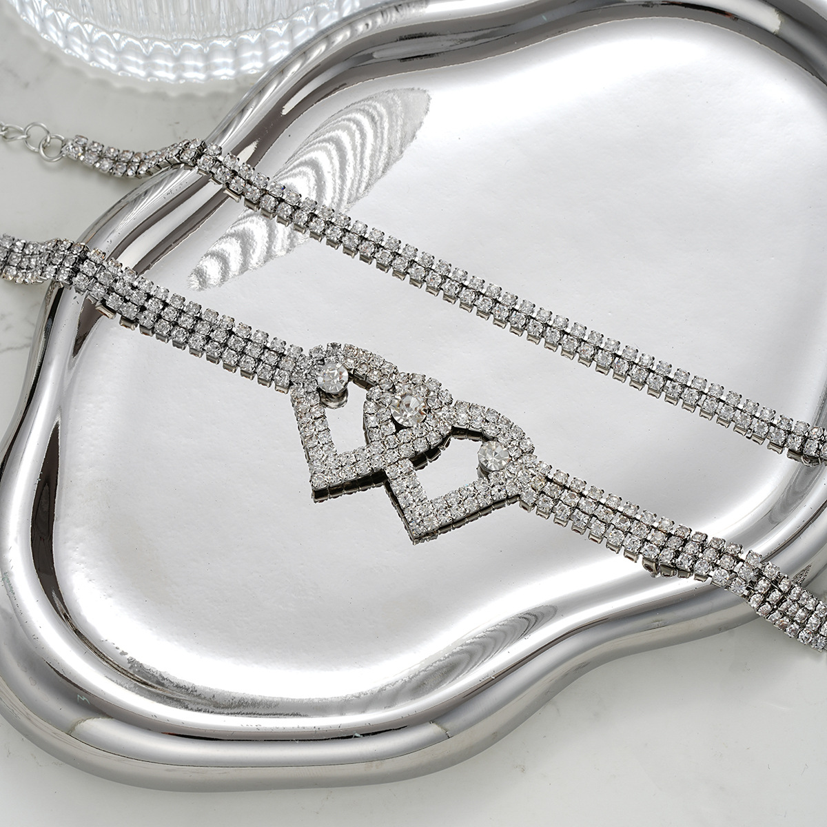 TEMU venta caliente de diamante hueco amor tobillar creativo transfronterizo doble tobillaría de doble corazón de melocotón tobillaría de playa de viento europeo y americano