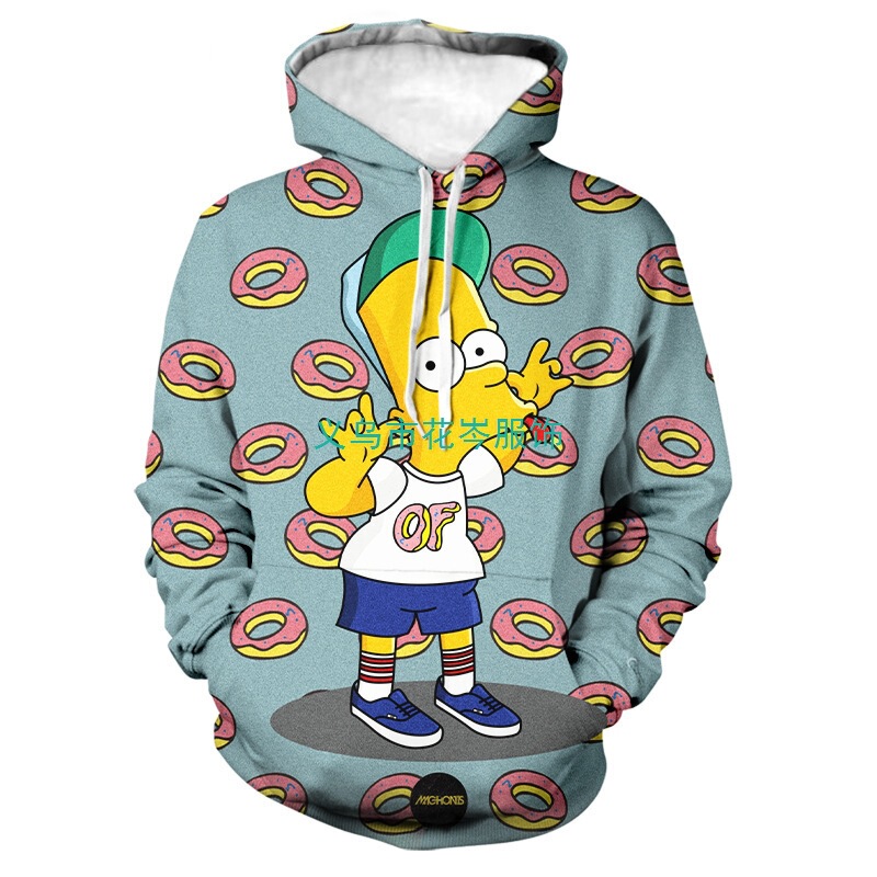 Foreign Trade New Simpsons D Digital Printing Cartoon Couple Sweatshirt Hooded Top