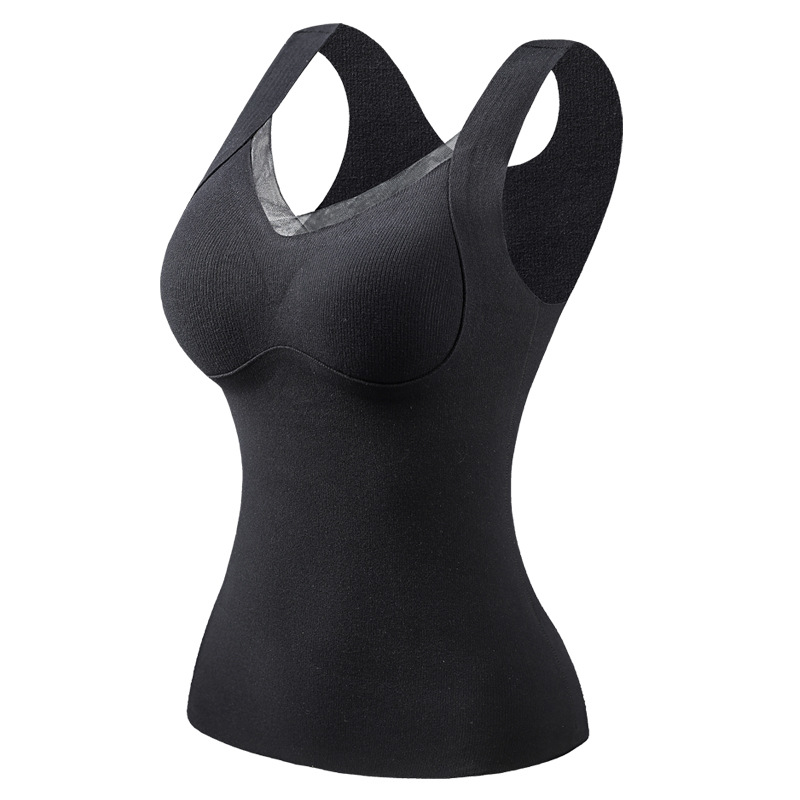 Nuevo estilo de otoño e invierno chaleco cálido de terciopelo alemán taza fija para mujer, soporte superior, soporte superior, base gruesa, chaleco cálido que no deja marcas