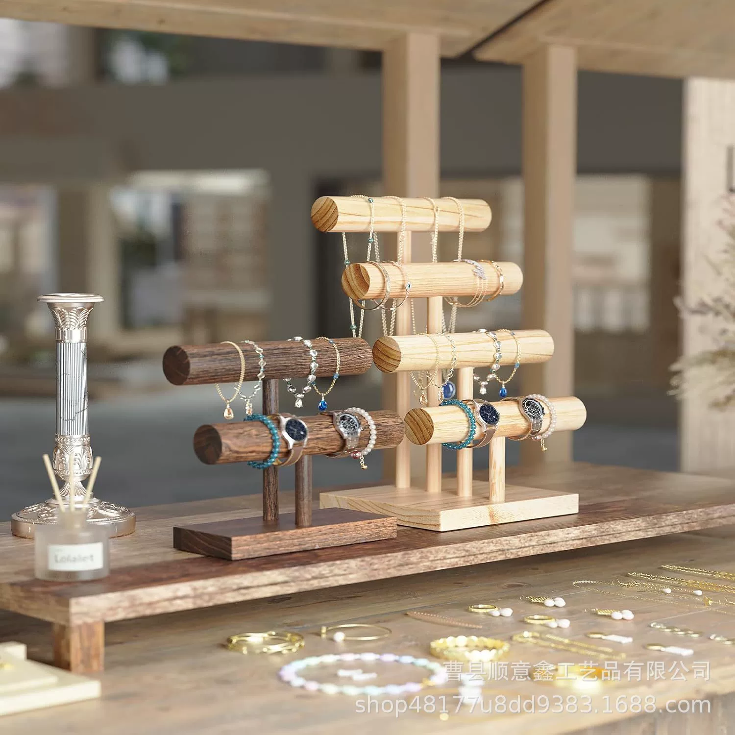 Ожерелье держатель бамбуковый браслет держатель для хранения коммерческого дисплея деревянный браслет держатель для продажи декоративный кронштейн ретро