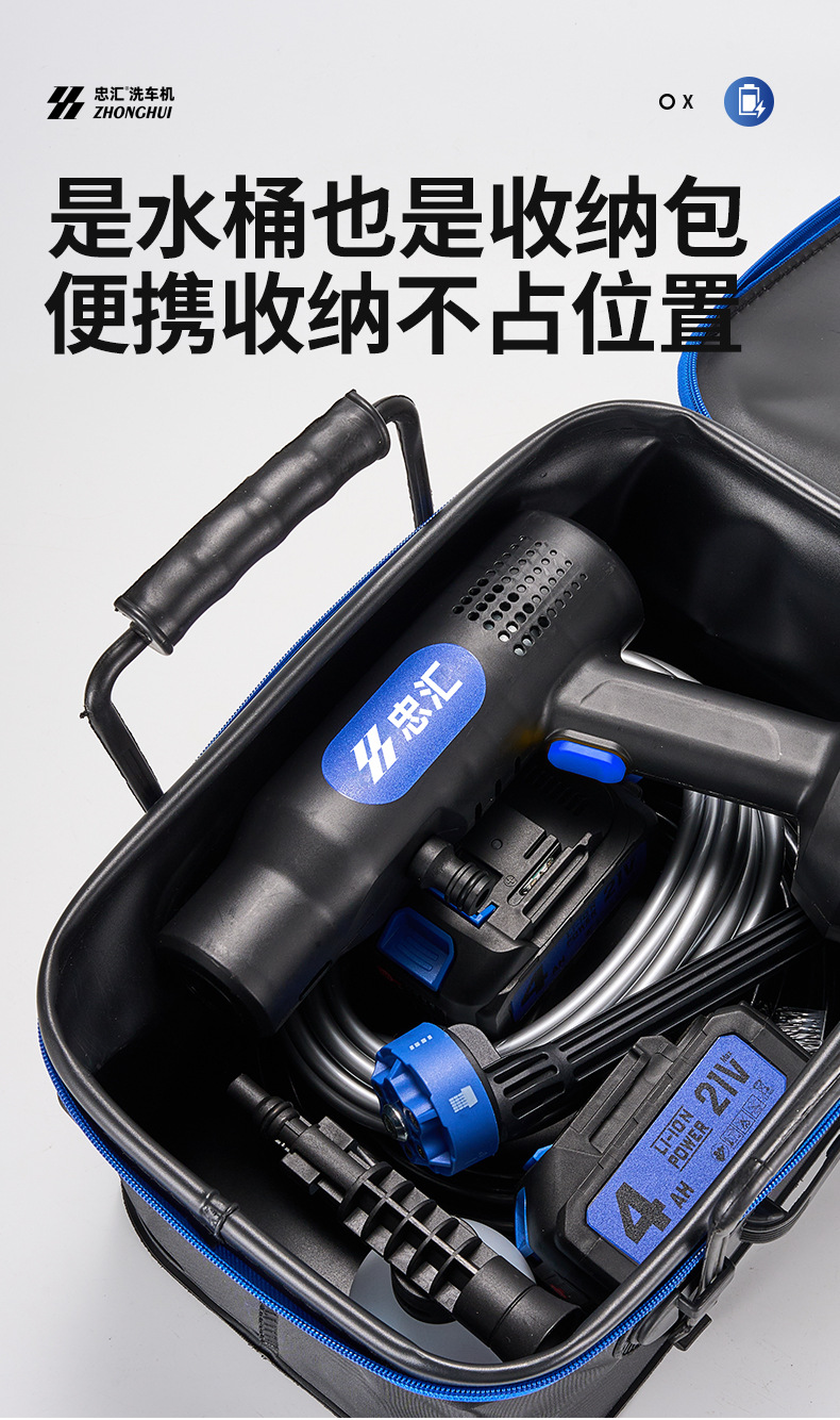 Customized high-pressure car wash water gun, lithium battery cordless car washer, household tool, high-power specialized water gun