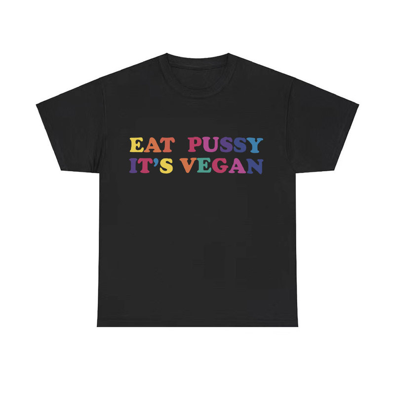 Funny Expression Pack Eating Cat It Is Vegetarian Colorful Pattern T-Shirt Men's Casual Oversized T-Shirt Short