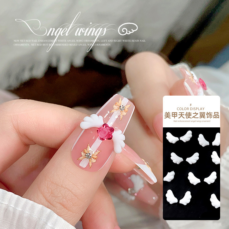 New Nail Art Mini Angel Wings Small Wings Cyber Celebrity Beautiful Girl DIY Light Luxury Nail Accessories Wholesale