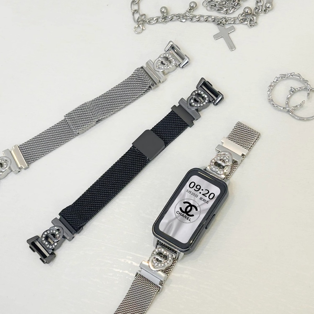 For Huawei bracelet 9/8 strap new magnetic metal stainless steel DIY love drill huawei band7 wristband