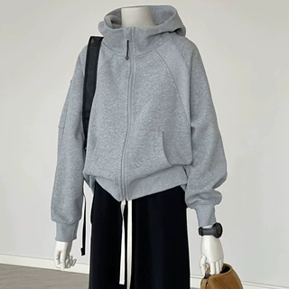 自留爆款推荐~灰色连帽外套女春秋2026年新款卫衣百搭棒球服上衣