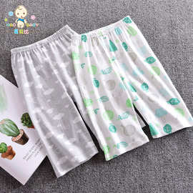 宝宝七分裤中裤夏季薄款1男女儿童婴儿睡裤宽松精棉网眼可开裆