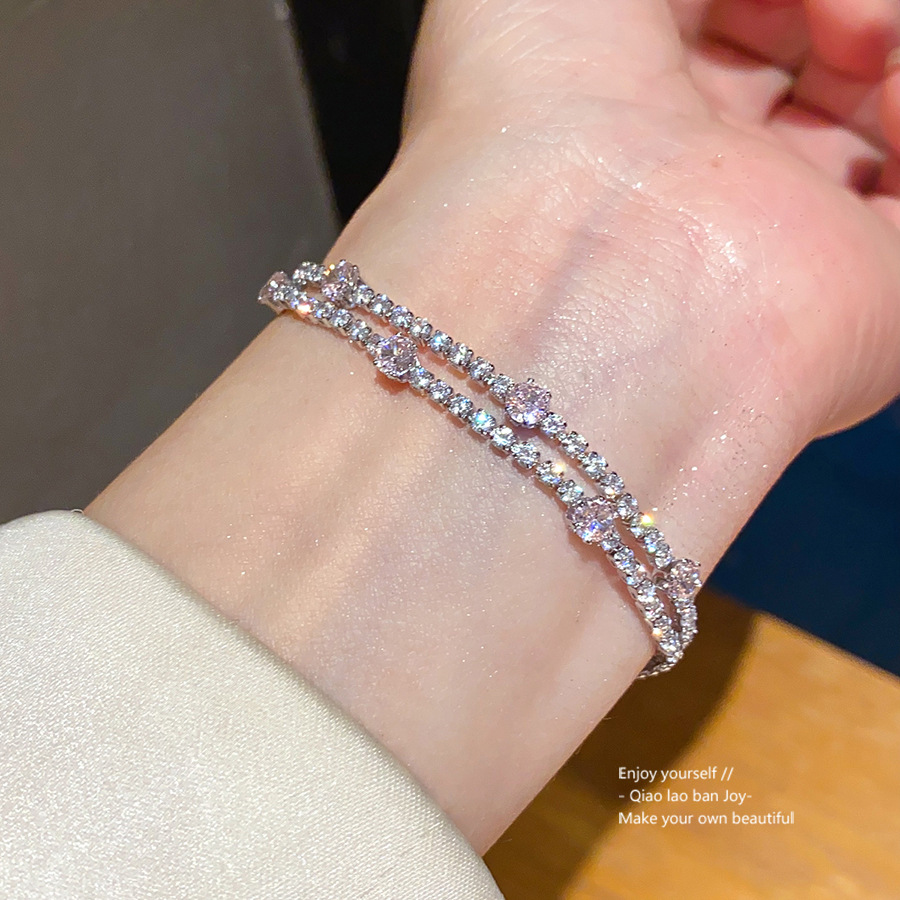 Lujo ligero francés flor de zircon pulsera de hebilla pulsera de alta calidad pulsera de nicho de diseño de moda joyería de mujer