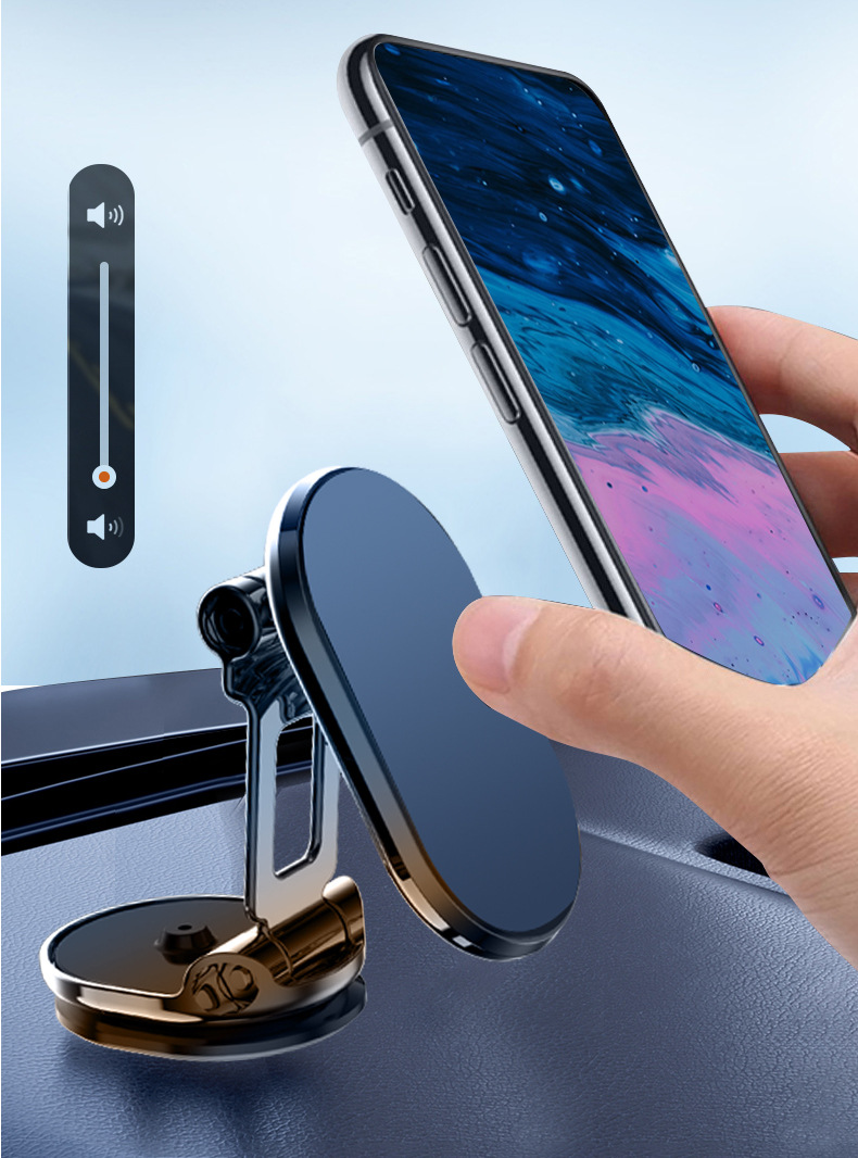 Car Foldableing Magnetic 360 Rotating Mobile Phone Holder with Alloy Super Strong Navigator Fixed Support Bracket Universal