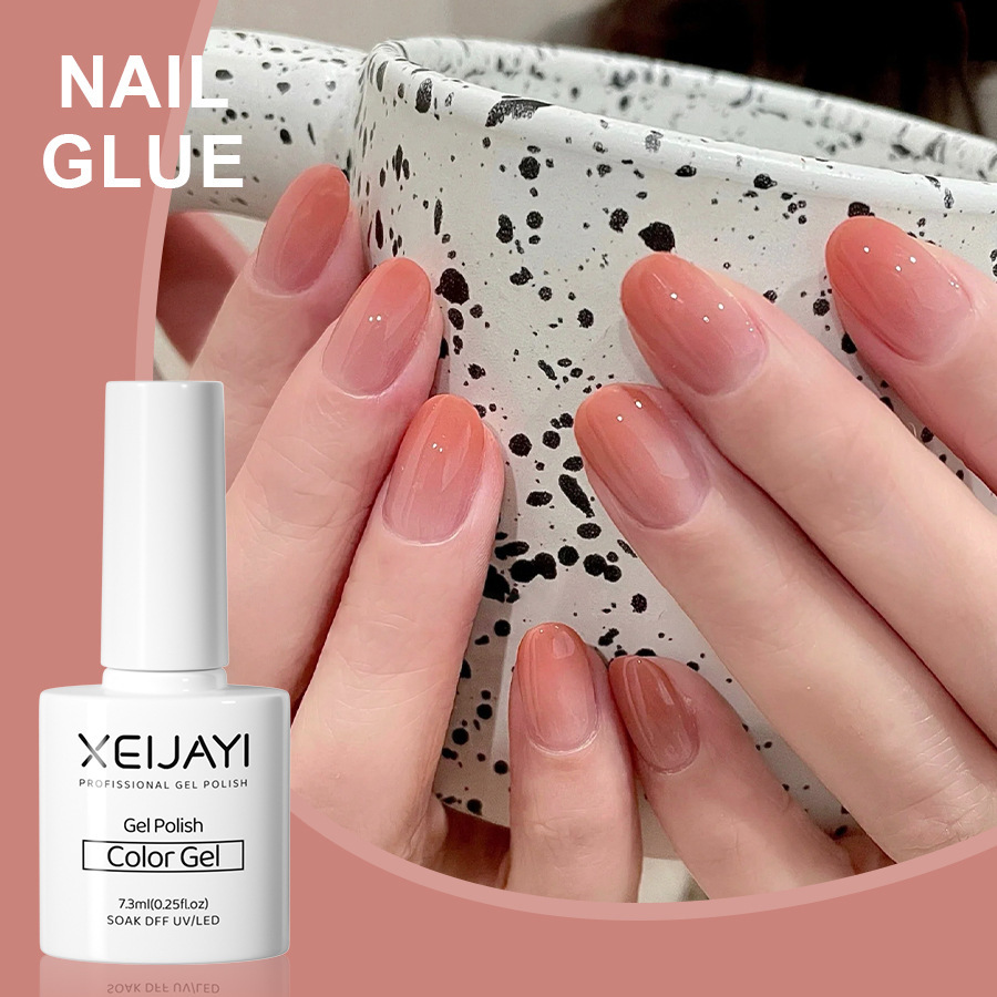 Nail Polish glue nude color ice transparent glue New Internet celebrity popular color jelly orange nail phototherapy glue for nail salon