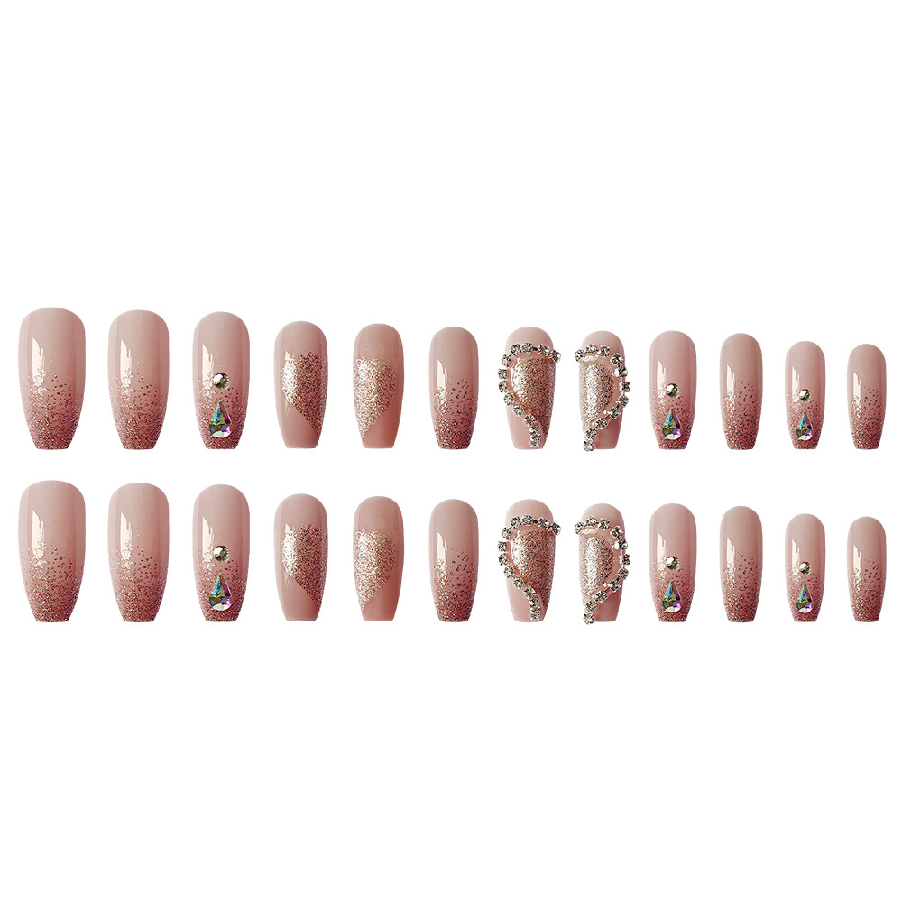 Lámina de uñas de desgaste intermitente, esmalte de colores, gota de agua, cadena de diamantes, uñas de amor, uñas de uñas, uñas de alta calidad, paso de hielo, uñas largas