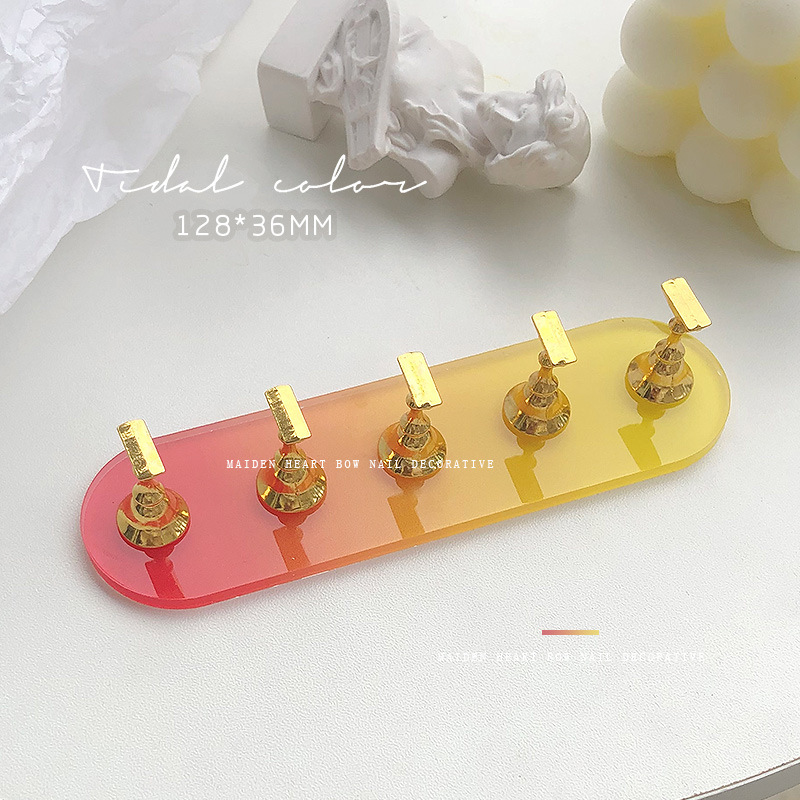 Gradiente de uñas Aurora ovalada soporte de práctica soporte de uñas largo oro y plata soporte de uñas accesorios al por mayor