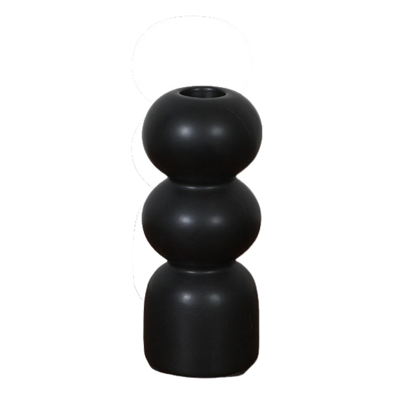 INS estilo antiguo blanco y negro de cerámica candelabro decoración vintage hogar escritorio candelabro base mesa de comedor decoración suave