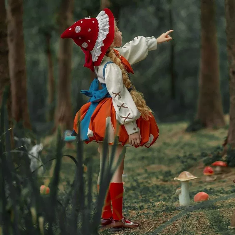 Детская юбка Лолиты «Волшебник страны Оз», модный и милый костюм Красной Шапочки для выступления на фестивале грибов