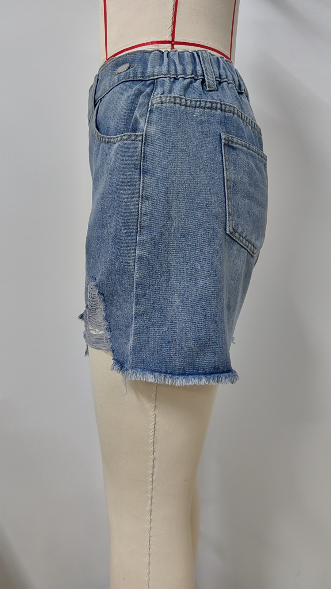 Denim Shorts For Women With Irregular Brushed Edge Design_voghion.com