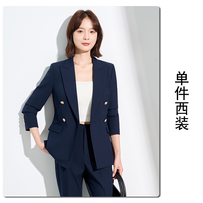 职业西装女双排扣休闲套装女25秋冬新款时尚气质通勤OL西服两件套|undefined