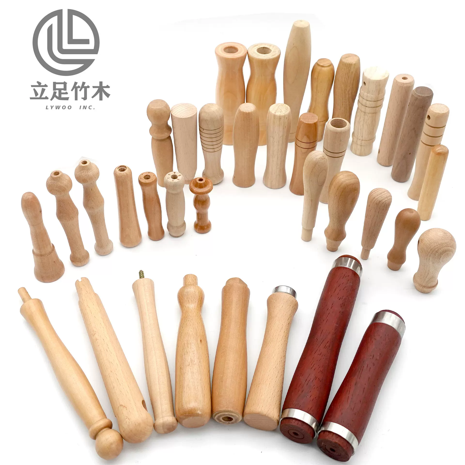 厂家批发榉木竹木五金工具通孔刀具木柄茶壶木把手异形门把手雨伞