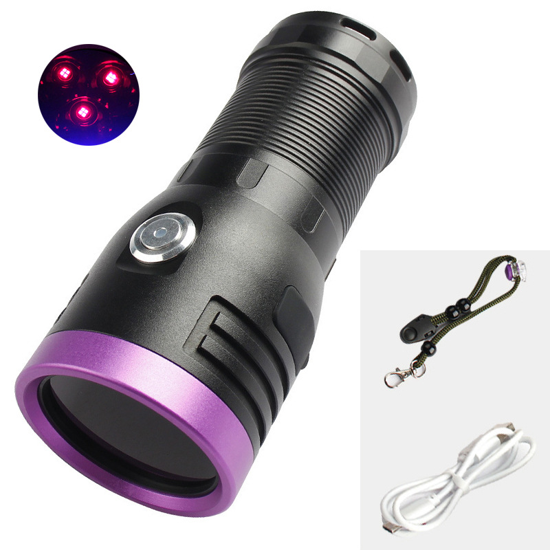 Lámpara de luz de luces UV espejo negro 6 perlas tipo lámpara violeta carga de identificación de detección de linterna ultravioleta fluorescente escorpión