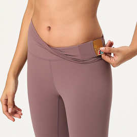 LOGO女瑜伽裤健身运动裸感磨毛高腰弹力跑步运动九分裤