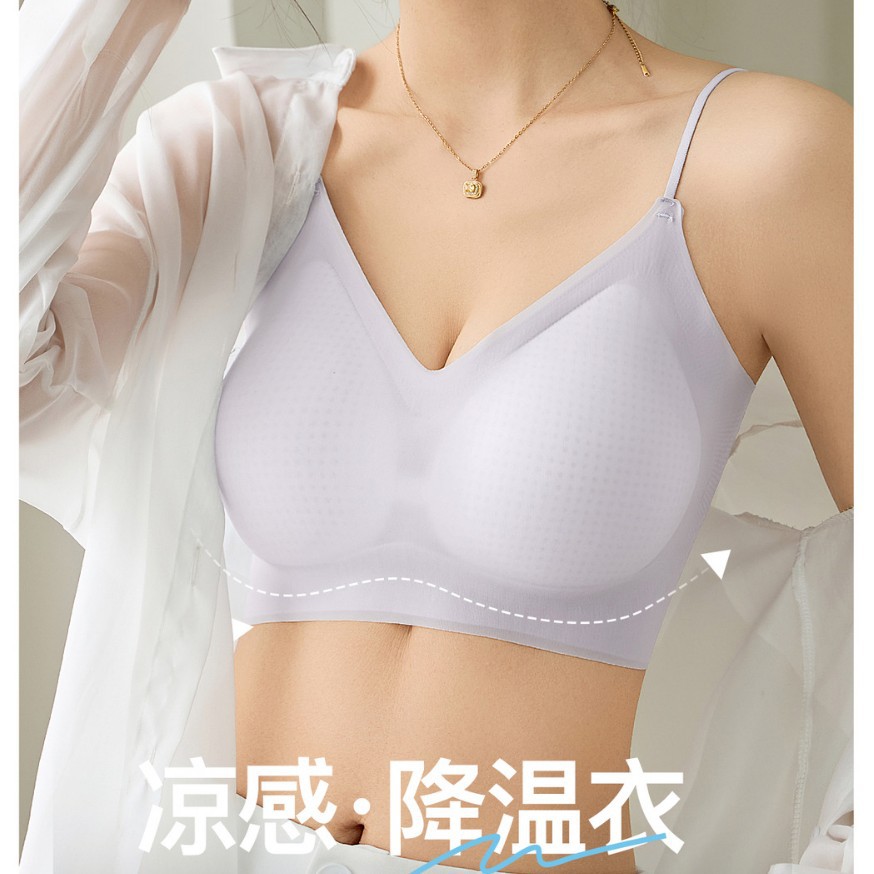 Ropa interior ultrafina sin costuras para mujer, senos pequeños de verano, sin anillo de acero, transpirable y frío, tubo envuelto en el pecho, sujetador de estilo chaleco
