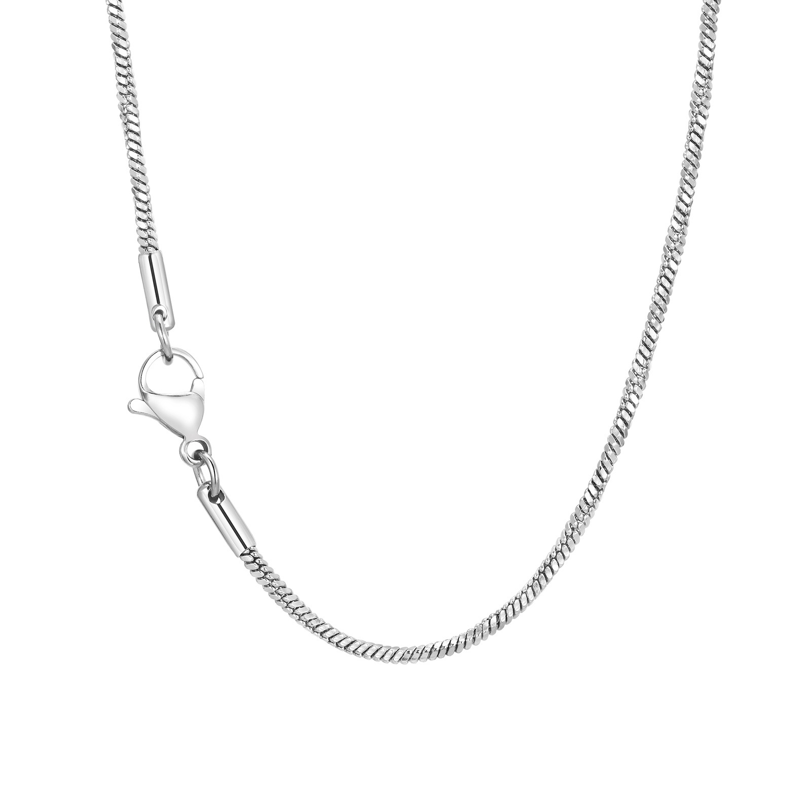 Vintage Stainless Steel Twisted Snake Bone Square Chain Necklace_voghion.com
