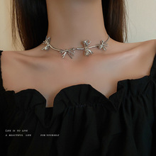 法式冷淡风甜酷蝴蝶结项链女小众设计时尚气质锁骨链气质个性颈链