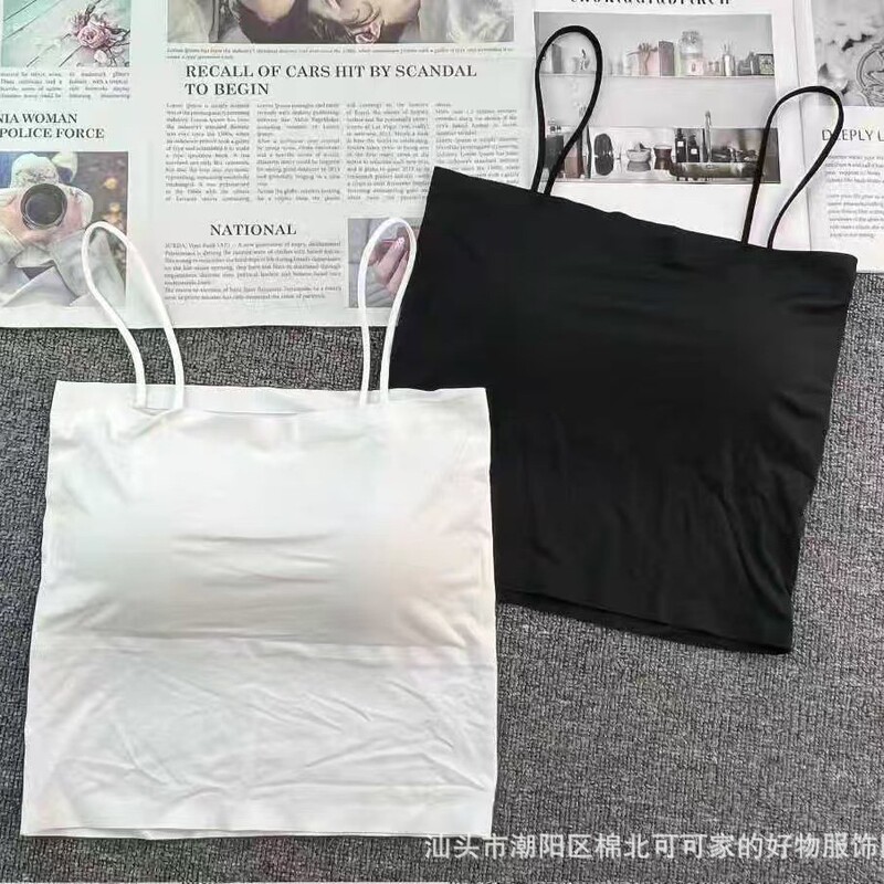 5005 # New Stock Glossy Tube Top with Breast Pads Fixed Back Camisole Korean Style Tight Sexy Inner Wear
