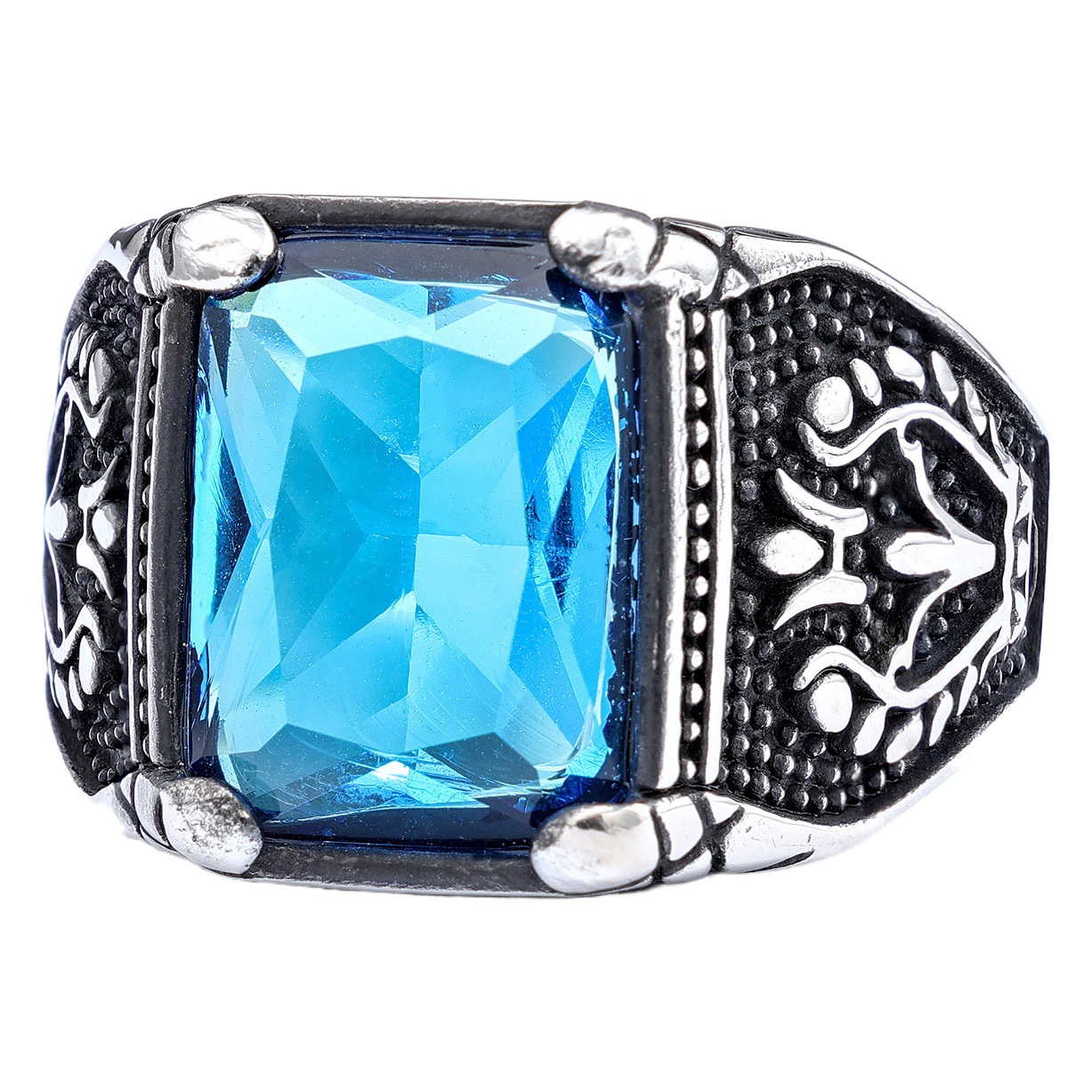 Anillos apilables retro de tulipán con gemas, de acero inoxidable, que no se oxidan, joyería de moda, venta al por mayor, estilo nórdico, superventas transfronterizo.