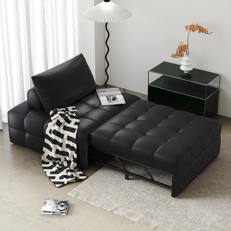 Cama retráctil doble, sofá cama perezosa, siesta doméstica, oficina, cama individual plegable, cama de almuerzo, almacenamiento de aire crema