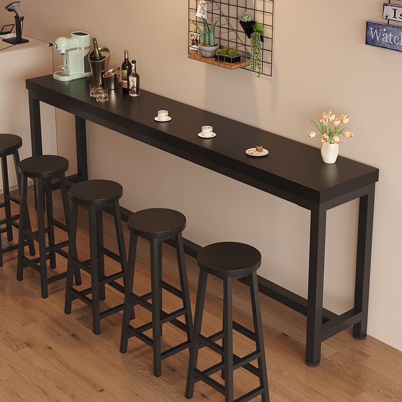 Solid Wood Thickened Wall-Mounted Bar Table High Stool Milk Tea Shop High Table Breakfast Bar Long Table and Chairs Bar Table and Stools