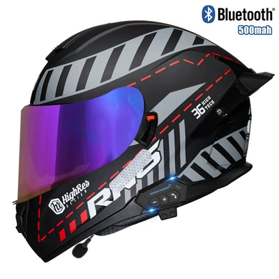 full helmet unisex electric, Motosiklet kaskı (dəbilqə) - red-maze-color-mirrorbluetooth-m