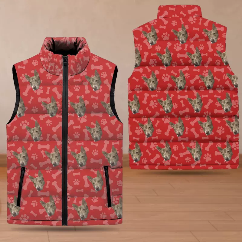 一件定制跨境羽绒背心3D满印外穿马甲背心无袖桃皮绒外套休闲百搭