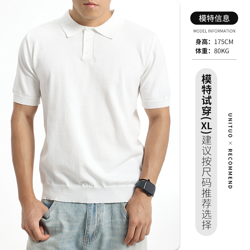 Europa y Estados Unidos explotaron transfronterizos hombres hielo tejido polo hombre de verano negocio casual con solapas de manga corta camisa de hombre