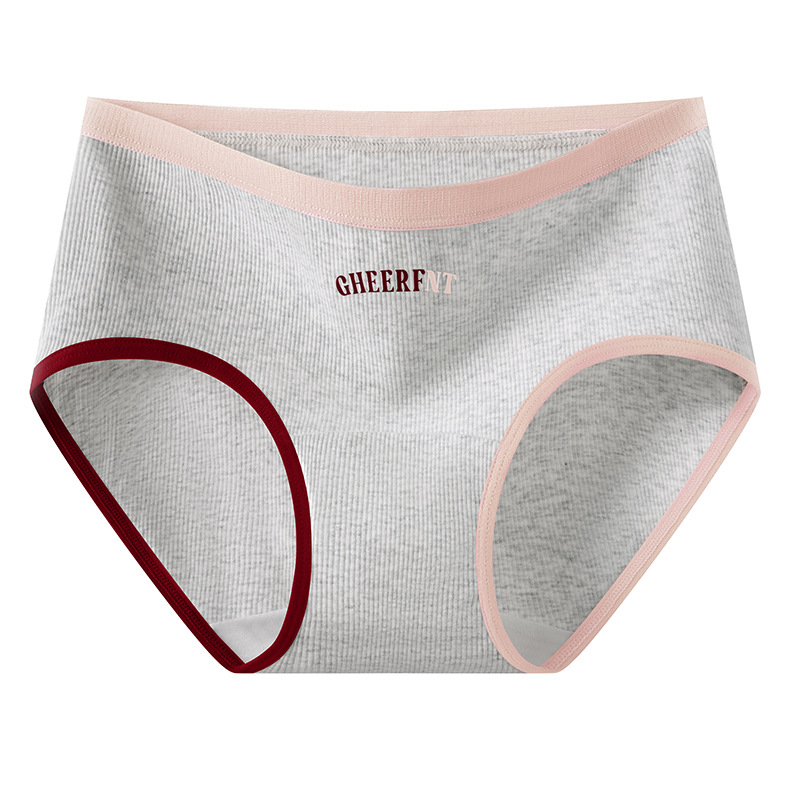 2024 nuevo estilo de algodón de grado 9A antibacteriano, largo y ensanchado, entrepierna, color de contraste, ropa interior de algodón de cintura media para niñas retro americanas