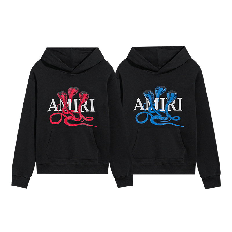 24 Cross-Border European and American Trendy Brand Am1 Rainbow Letter Gradient Logo Water Drop Print Hoodie Sweatshirt for Men and Women in Autumn and Winter