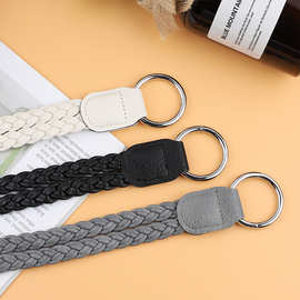 新款皮绳编织pu单肩手挽包带手工DIY 包把手 复古纹仿皮包包配件