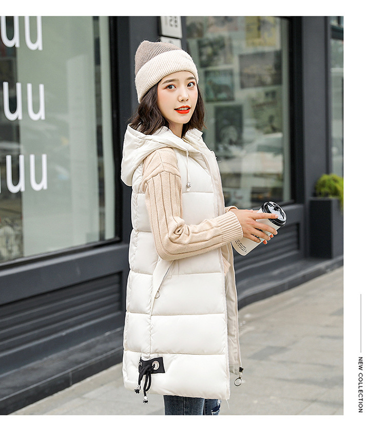 Damen Steppweste Mit Kapuze Lange Winterweste Für Herbst Und Winter_voghion.com