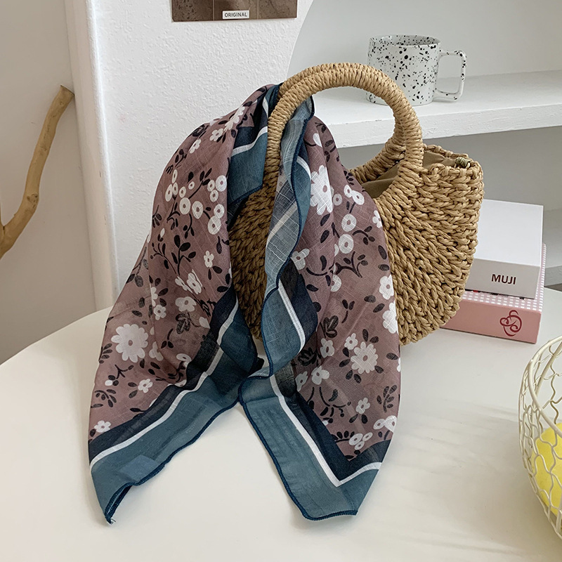 Cintas para el cabello, nueva impresión de letras coreanas, bufandas de seda, decoración profesional para mujeres, bufandas con bufandas cuadradas