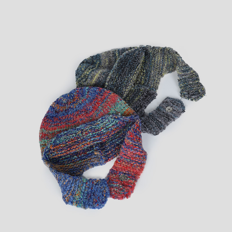 Mixed Color Wool Knitted Ear Protection Hat 1